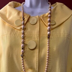 Trifari Cream Pearl Necklace with Gold Beads vintage
